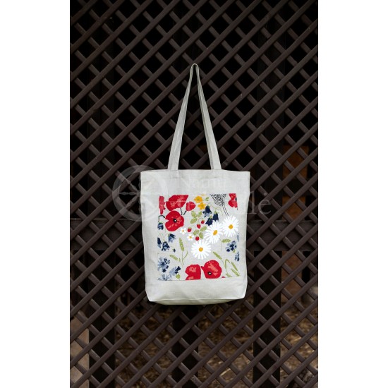 Printed semi-linen shopping bag "Poppy"